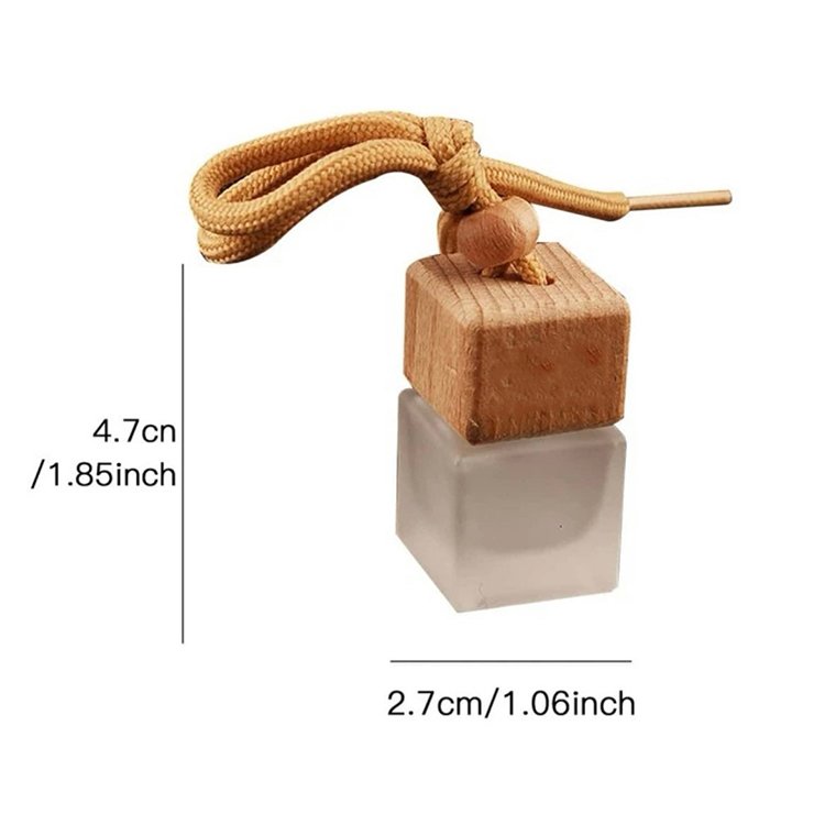 high quality square sharp frosted diffuser bottle wood empty car perfume hanging car air freshener aroma diffuser