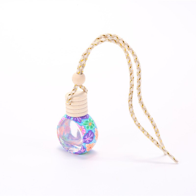 Empty Glass Car Air Freshener Perfume Bottle 6ml Fragrance Hanging Car Diffuser Bottle With Vent Clips