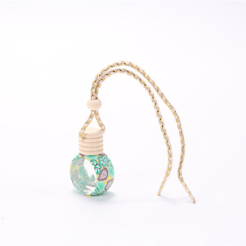 Empty Glass Car Air Freshener Perfume Bottle 6ml Fragrance Hanging Car Diffuser Bottle With Vent Clips