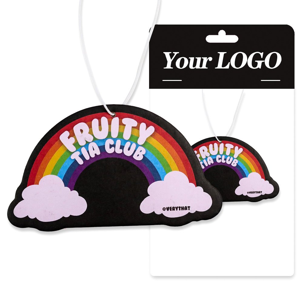 Custom personalised cartoon printed paper car air freshener long last scents perfume customised logo car fragrance