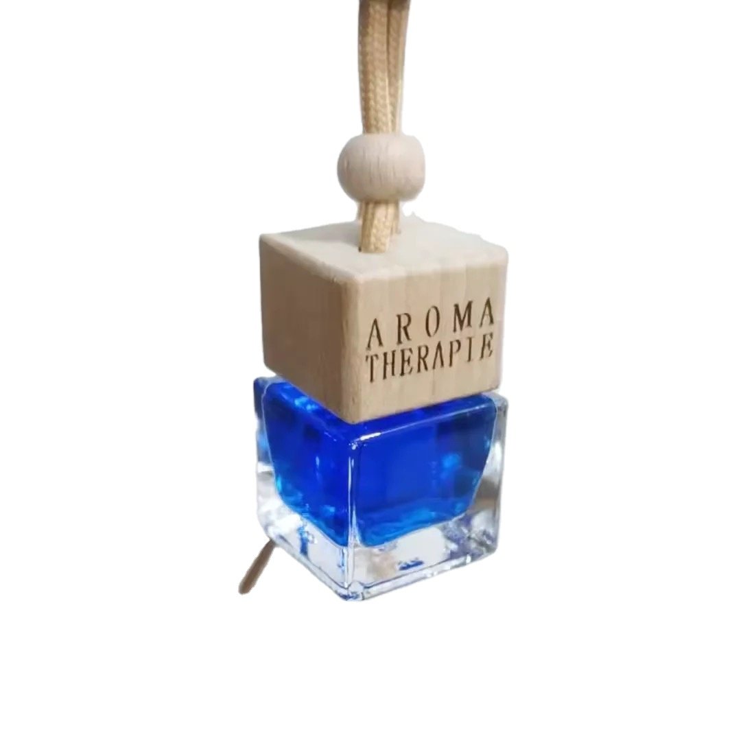 Car hanging perfume diffuser glass bottle with oil perfume for car air freshener bottle