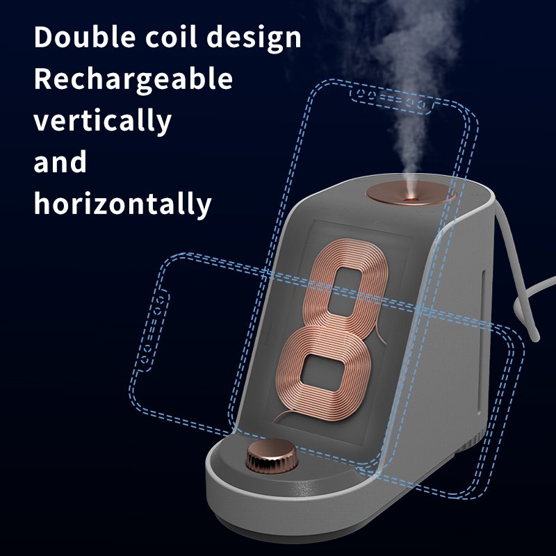Wholesale 380ML Water Tank Desk Humidifier Bedroom with Wireless Charging Phone Stand Night Light Cool Mist Steamer Skin Care