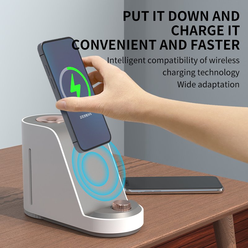 Wholesale 380ML Water Tank Desk Humidifier Bedroom with Wireless Charging Phone Stand Night Light Cool Mist Steamer Skin Care