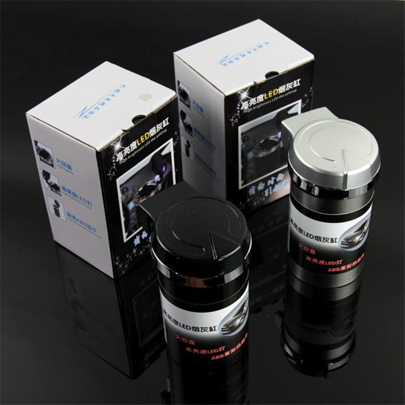 Car Ashtray with Lid Auto Ashtray LED Easy Clean Up Detachable Ashtray