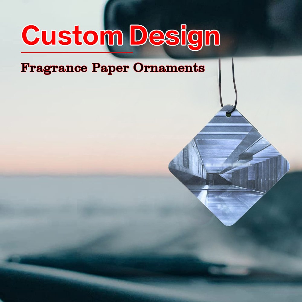 Personalized wholesale custom sublimation logo blank deodorant new cards perfume fragrance paper hanging car air freshener