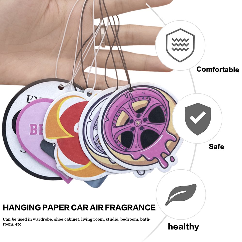 Personalized wholesale custom sublimation logo blank deodorant new cards perfume fragrance paper hanging car air freshener
