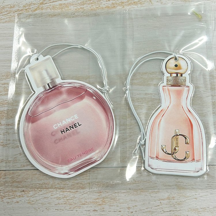 Factory brand perfume luxury bottle design hanging paper car air freshener custom designer car freshener