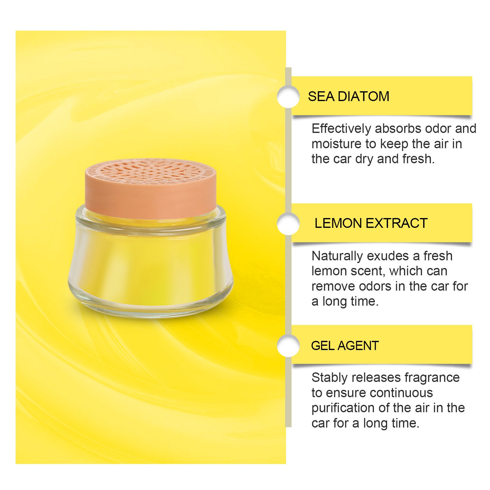 Lemon scent car solid balm Car air freshener light fragrance portable car balm