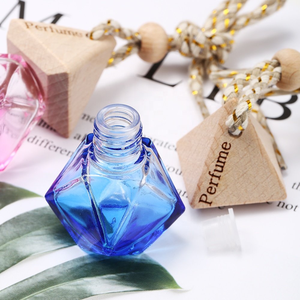 Hanging Car Perfume Glass Empty Bottle Essential Oil Diffuser, Aromatherapy Car Air Freshener