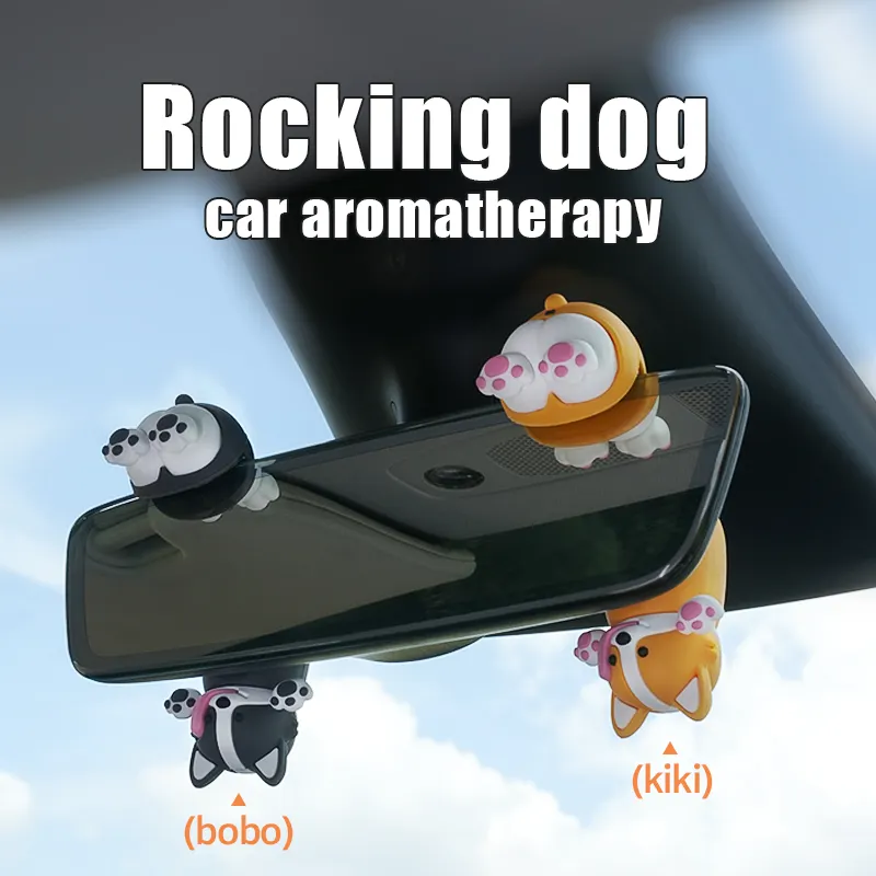 Cute Resin dog Car Rear View Mirror Aromatherapy Car Interior Perfume Diffuser Silicone Decorations Air Freshener for Cars