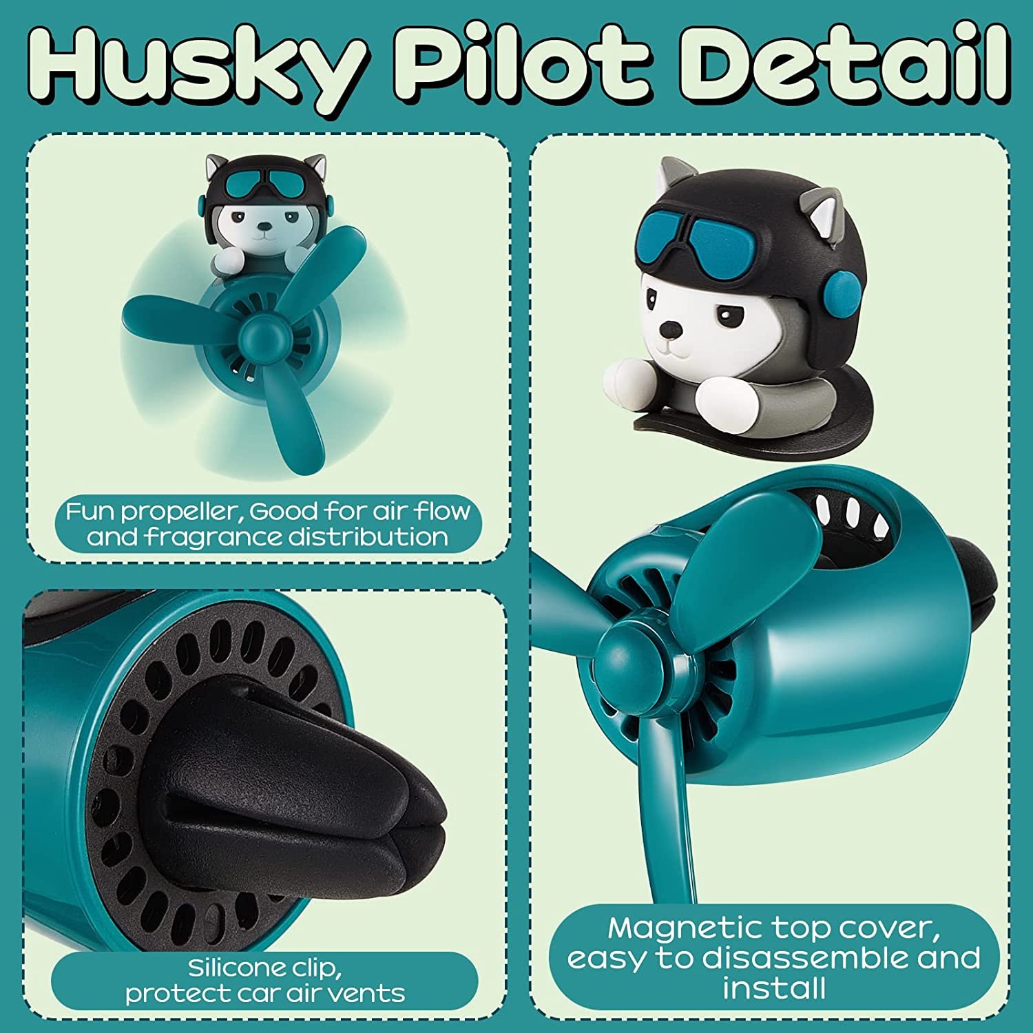 Customizable Little Bear Pilot Car Air Freshener Interior Perfume Clip with Scent Vent Placement Auto Ornament