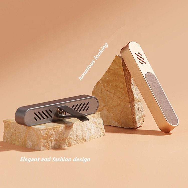 Luxury Orange Aromatherapy Car Diffuser Hot Selling Portable Mini Hanging Wood Air Freshener Stick Modern Metal Refillable Box