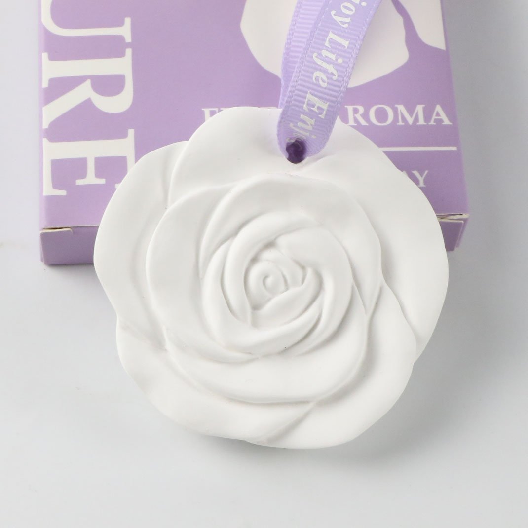 Hanging Rose Flower Porcelain Scented Ceramic Flower Car Home Decoration Aroma Essential Oil Diffuser Wardrobe Air Freshener