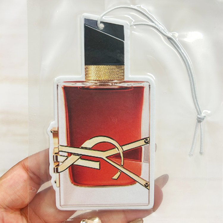 Spot wholesale luxury brand perfume bottle design paper car air freshener custom trend air perfume for car