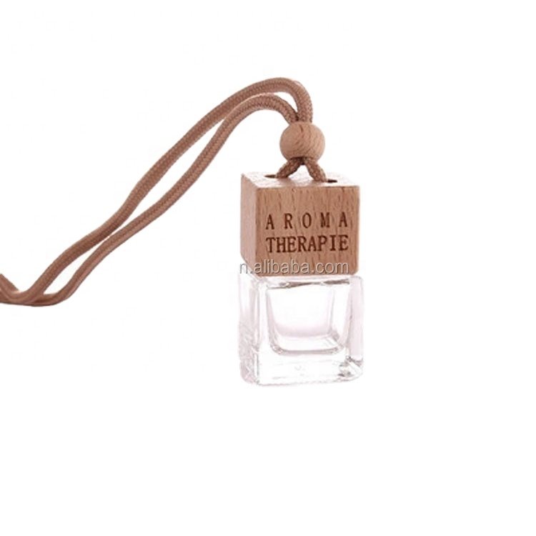 Hot Selling Car Air Freshener 5ml glass Square Shape Car Hanging Perfume Bottles Glass Diffuser Bottle Car fragrance