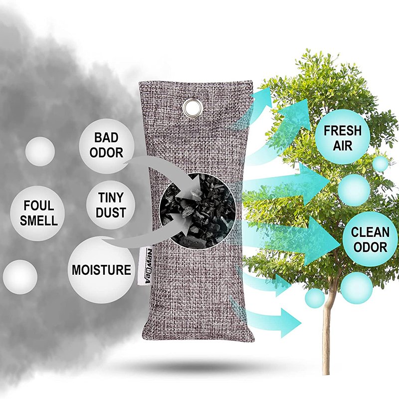 LEGREEN 2 Pack Bamboo Charcoal Air Purifying Bag Charcoal Bags Odor Absorber Shoe Deodorizer 75g