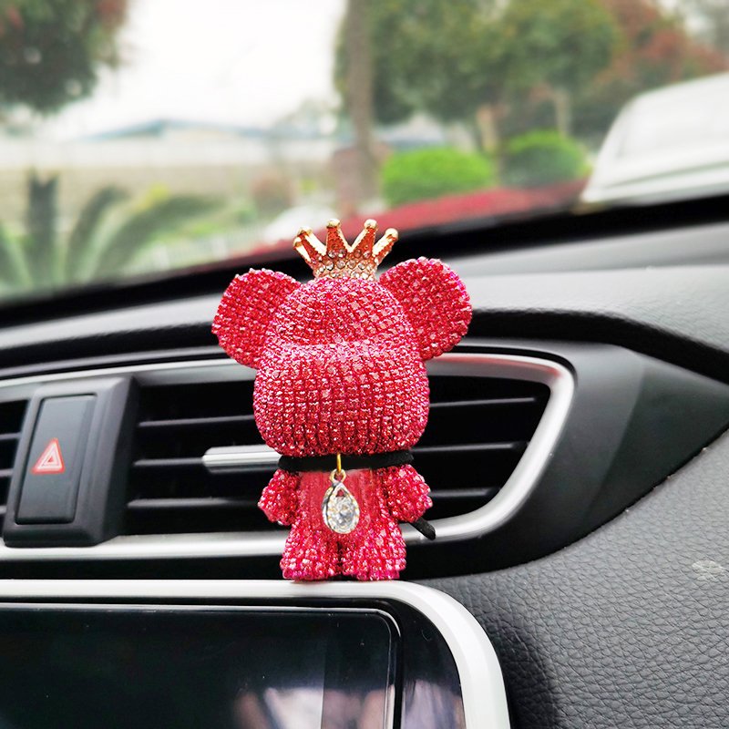 New color Car Aromatherapy Essential Oil Diffuser Diamond Locket Little bear Vent Clip style Car Air Freshener Perfume