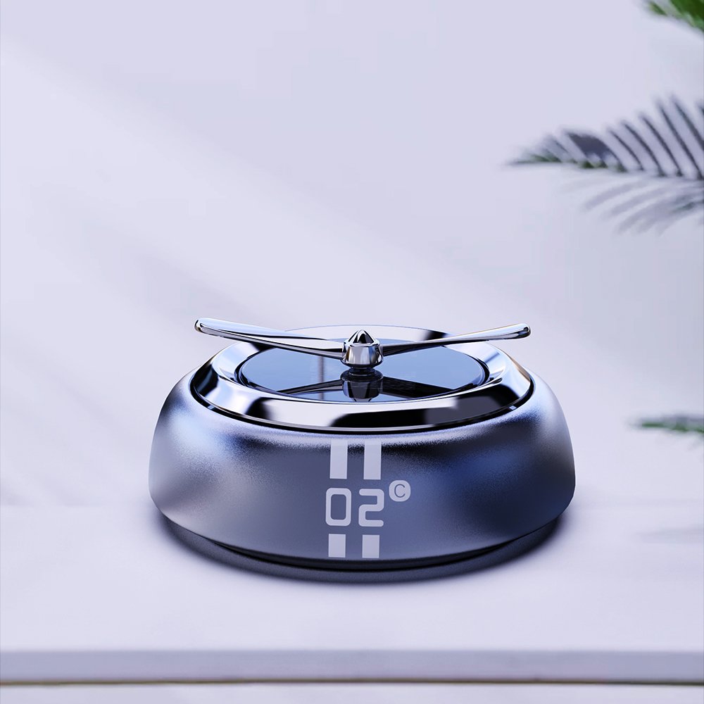 Car Interior Accessories Metal Alloy Solar Fan Car Freshener Dashboard Car Perfume Aroma with Refilling Fragrance
