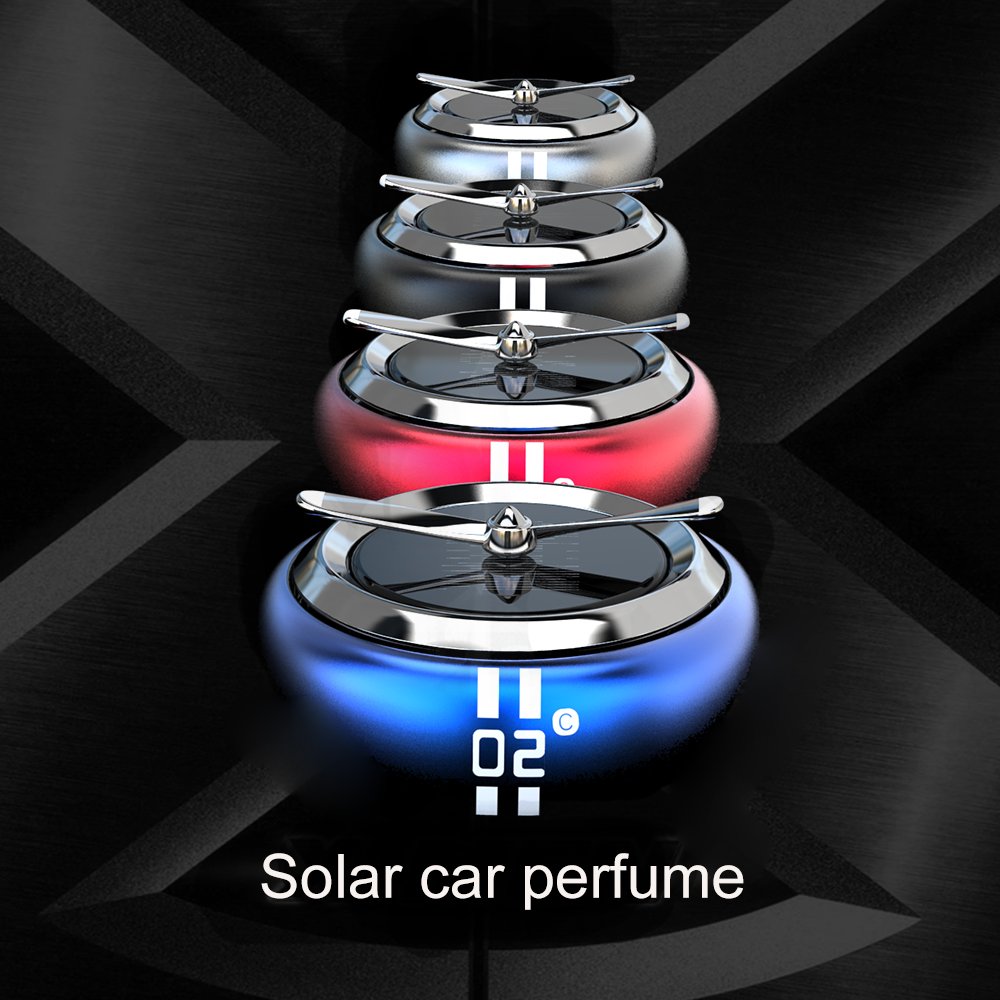 Car Interior Accessories Metal Alloy Solar Fan Car Freshener Dashboard Car Perfume Aroma with Refilling Fragrance