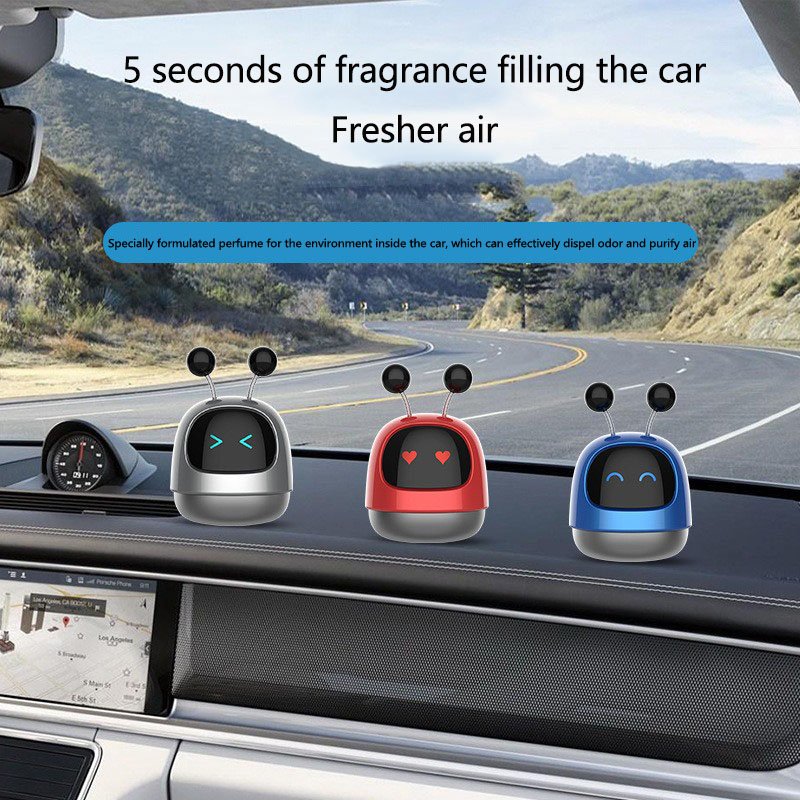 Robot car mounted solid aromatherapy high-end jewelry ornaments instrument panel balm long-lasting fragrance air freshener