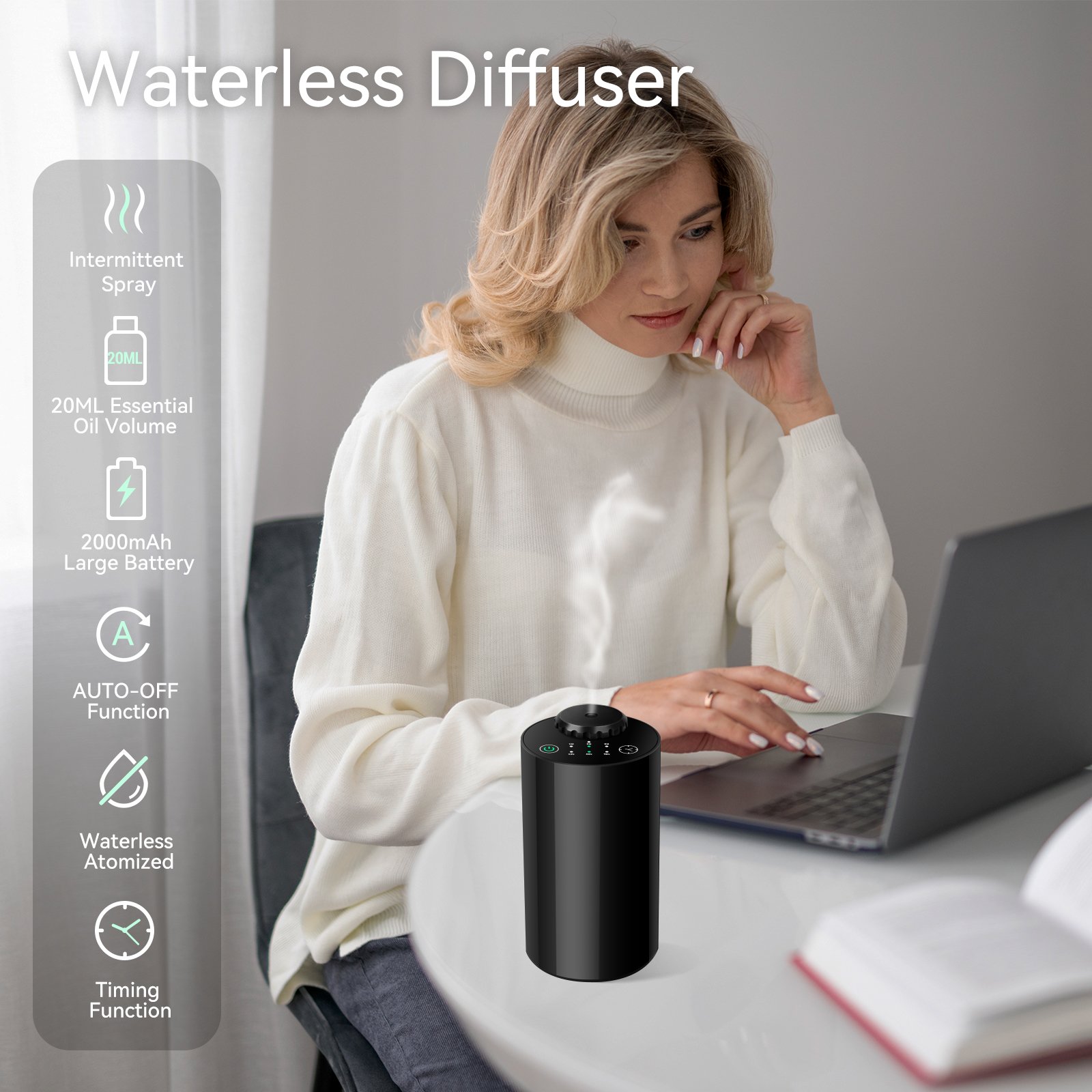 Waterless Essential Oil Diffuser Battery Operated Car Office Waterless Essential Oil Diffuser Super Quiet for Car and Office