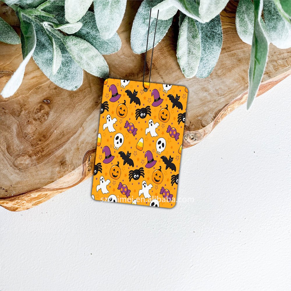 Custom your shape halloween spooky Room Freshener Fragrant Car Decoration lasting scent paper car air freshener with hanging