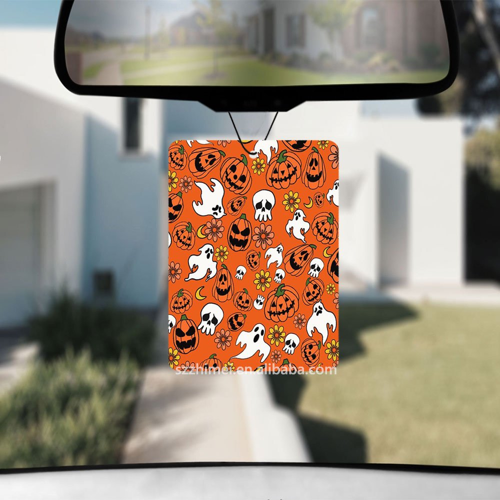 Custom your shape halloween spooky Room Freshener Fragrant Car Decoration lasting scent paper car air freshener with hanging