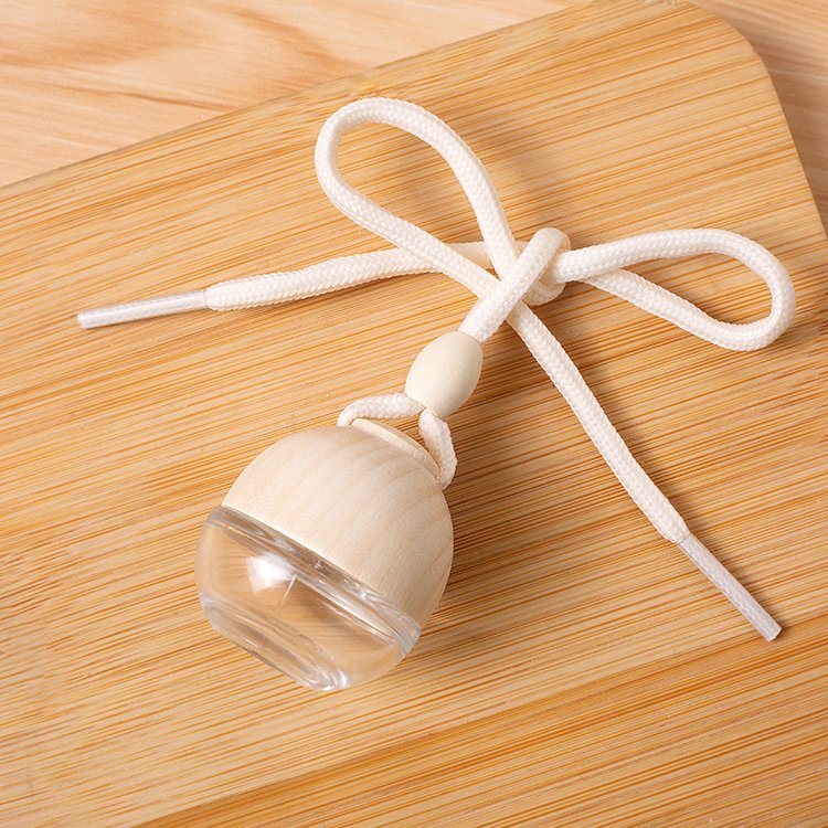 6ml Ball Shaped Car Empty Hanging Air Freshener Perfume Car Diffuser Bottles With Wooden Cap for Empty Hanging in Vehicle