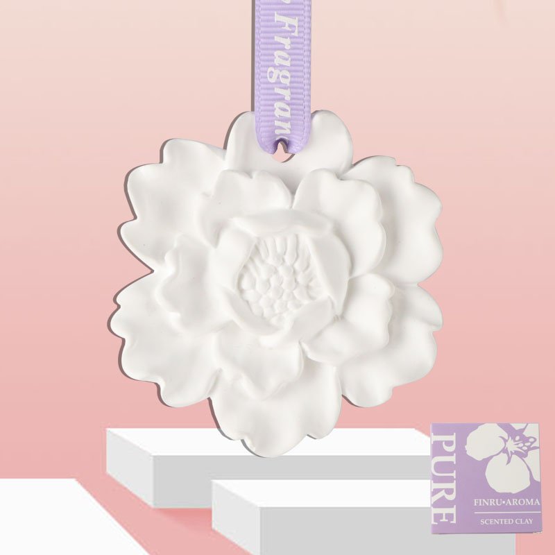 Wholesale Stocked Peony Flower Pendant Aromatherapy Scented Ceramic Aroma Porcelain Stone Essential Oil Fragrance Diffuser