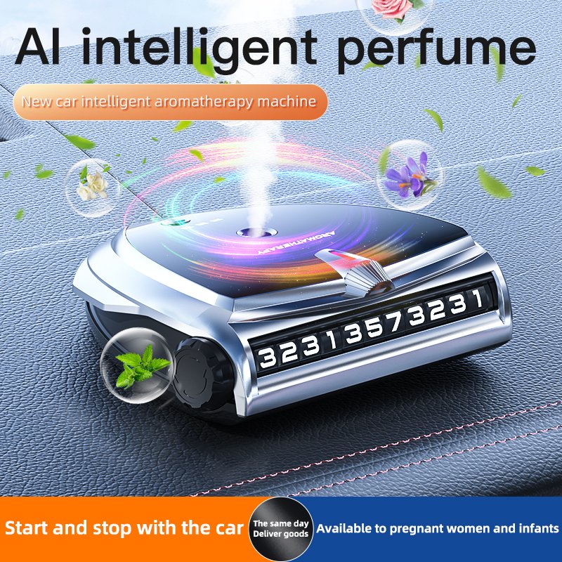 Smart Car Air Fresheners Adjustable Concentration Auto On/Off Car Aromatherapy with Number Plate