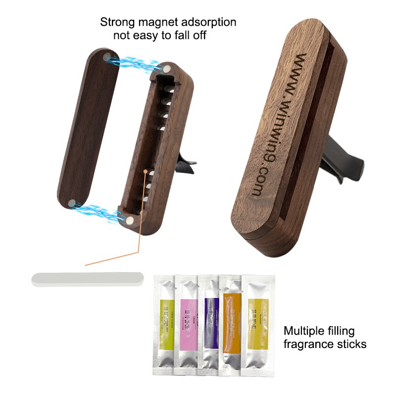Essential Oils Diffusers Wood+Metal Car Fragrance Diffuser Vent Clip Cars Air Freshener Per Clamp Aromatherapy Oil With Refill