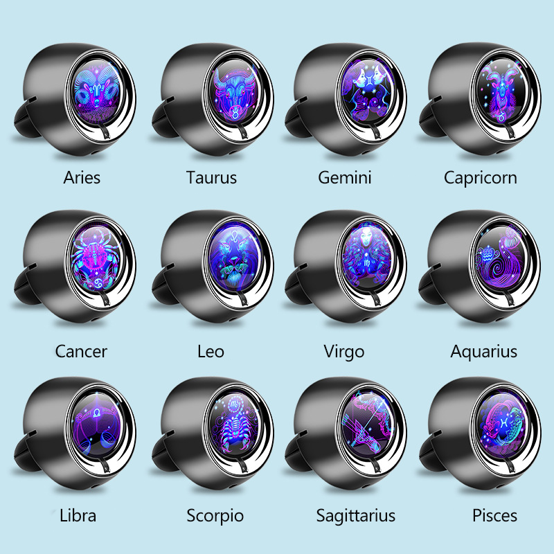 Hot sale selling twelve constellationvent clip Aromatherapy deodorant air freshener car perfume for vent clip