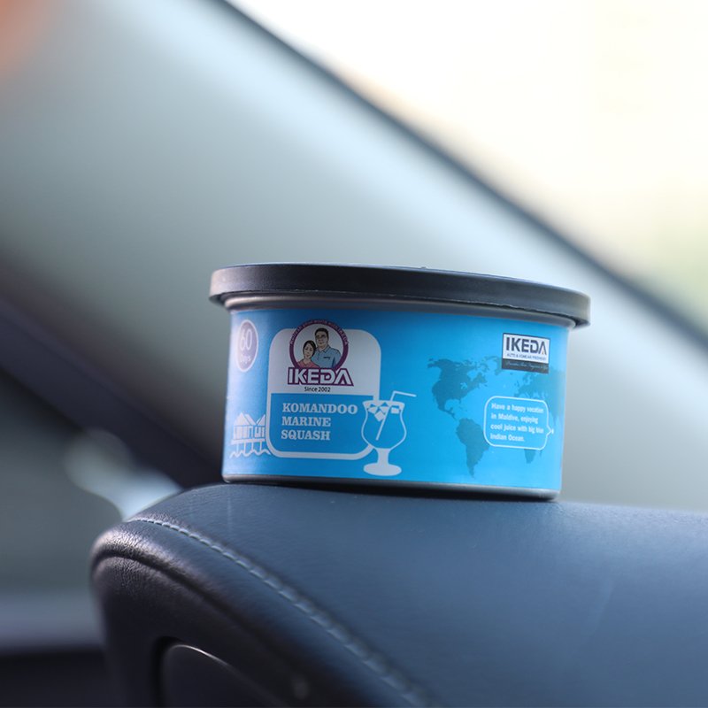IKEDA tin bulk can car wood fiber organic scent perfume car air fragrance freshener can custom logo car air freshener
