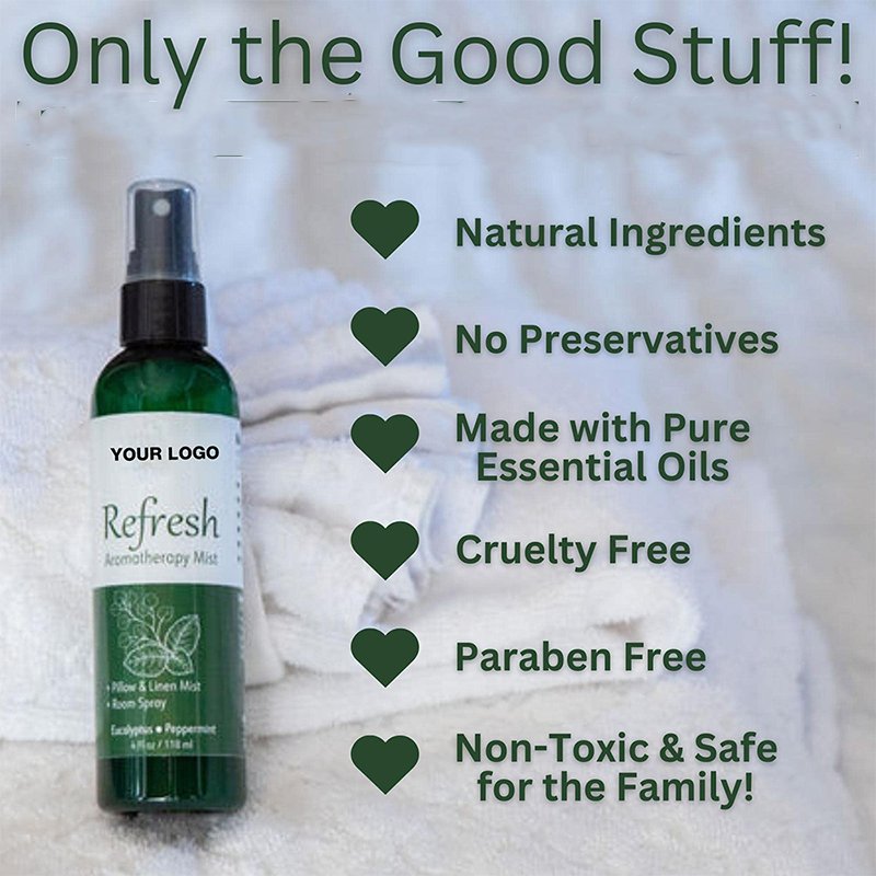 Peppermint & Eucalyptus Essential Oil Spray,Aromatherapy Pillow Mist Room Air Freshener Spray For Cars For Home