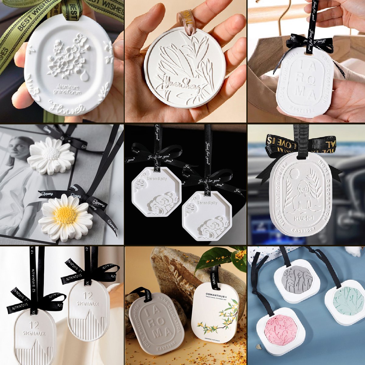 Yogo High Quality High Strength Hanging Round Plaster Stone Aroma Fragrance Diffuser Car Scent Freshener