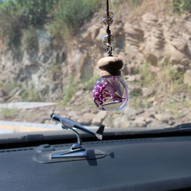 empty hanging car fragrance bottle clear glass perfume diffuser bottle with dry flower car air freshener