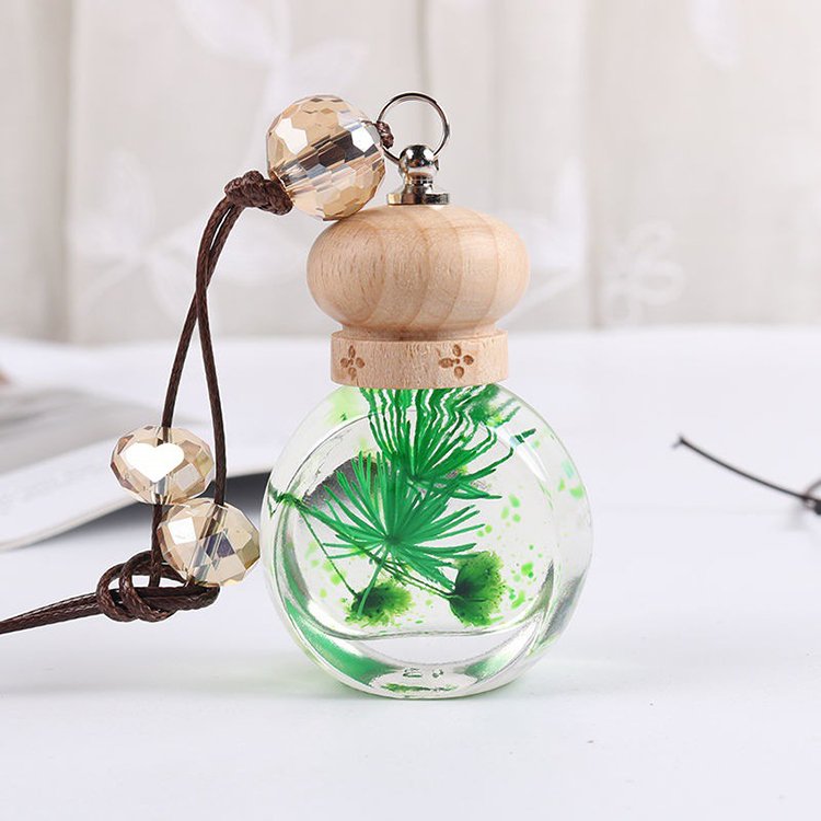 empty hanging car fragrance bottle clear glass perfume diffuser bottle with dry flower car air freshener