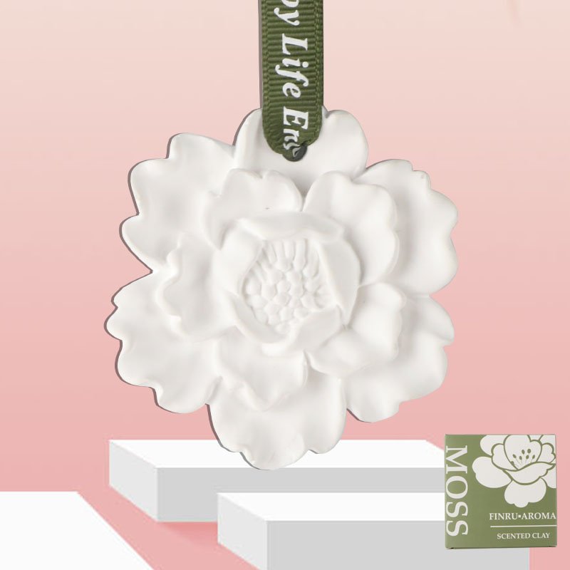 Car Accessories Interior Decoration Ceramic Flower Aroma Plaster Hanging Air Freshener Aromatherapy Essential Oil Diffuser