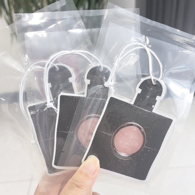 Popular sale different perfume bottle shape paper air freshener custom your logo hanging car air freshener