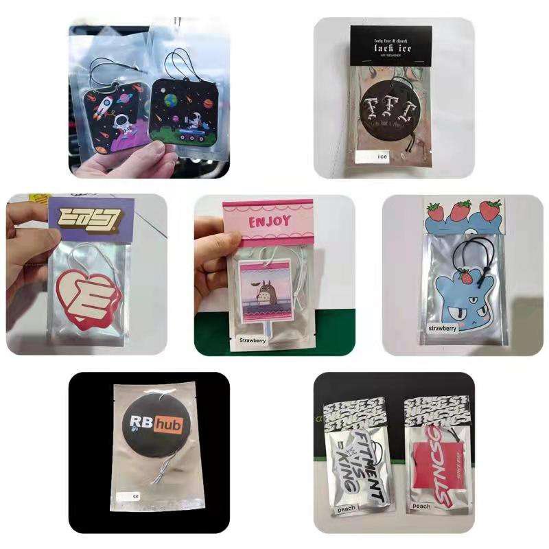 New Long Lasting All Scents Designer Printed Paper Liquid car Logo Scented Custom Air freshener For Gift