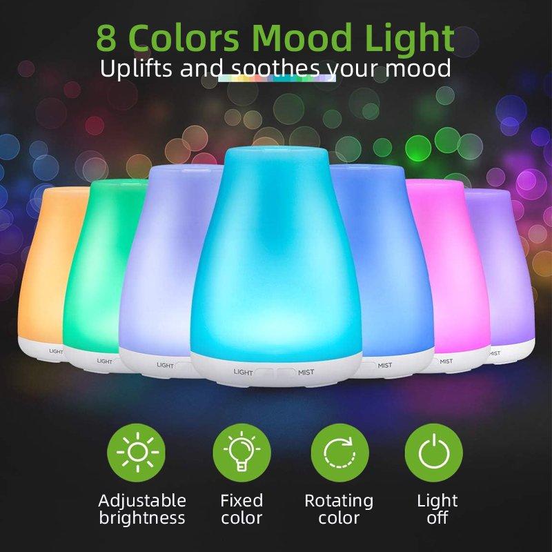 New Style 100ML Aromatic Essential Oil Ultrasonic Diffuser with RGB Night Light 5-in-1 Scent Diffuser with 2 Mist Mode for Car