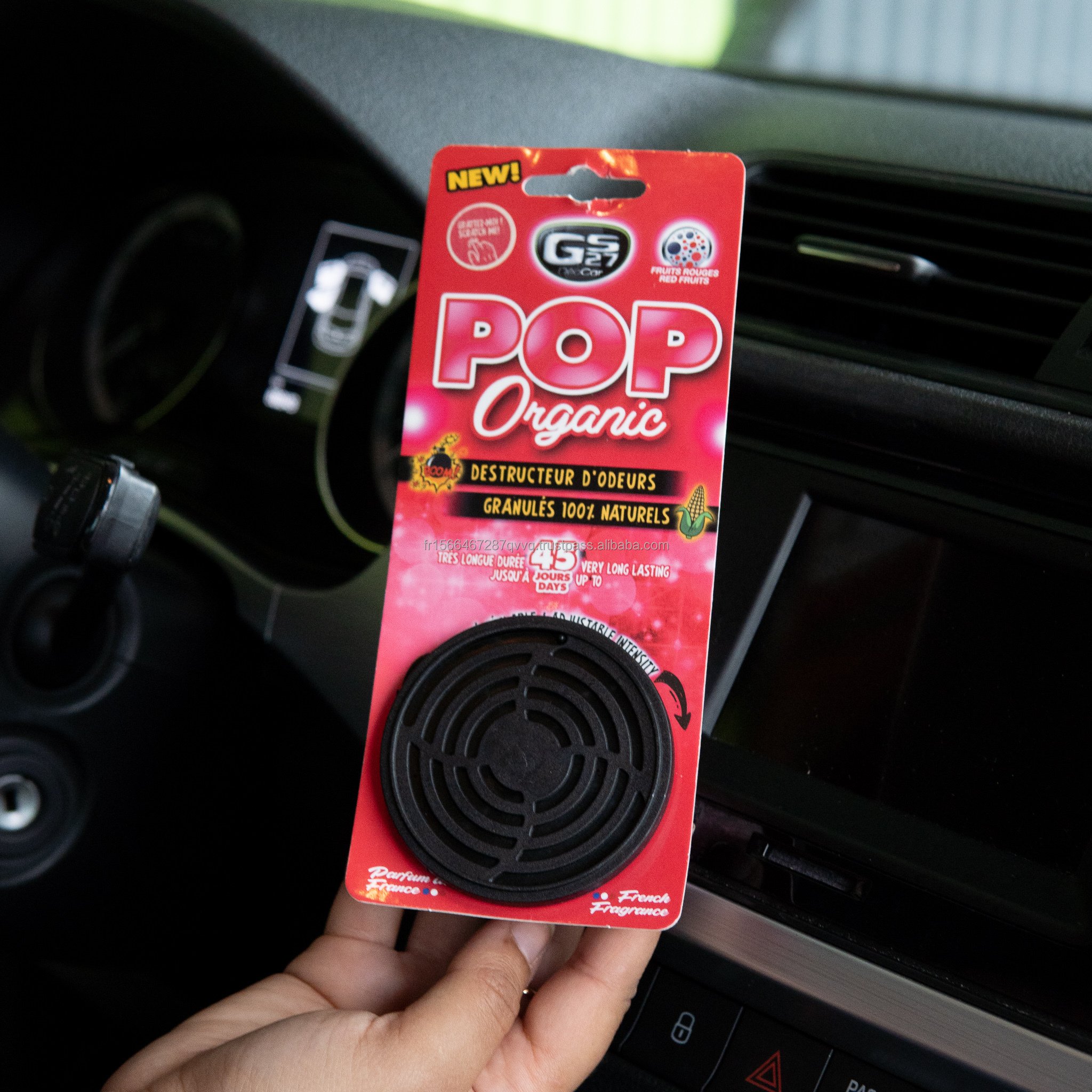 GS27 Premium Solid Perfume Type Air Freshener Luxury Car Vent Home Placement with POP ORGANIC Red Fruits French Fragrance DEOCAR