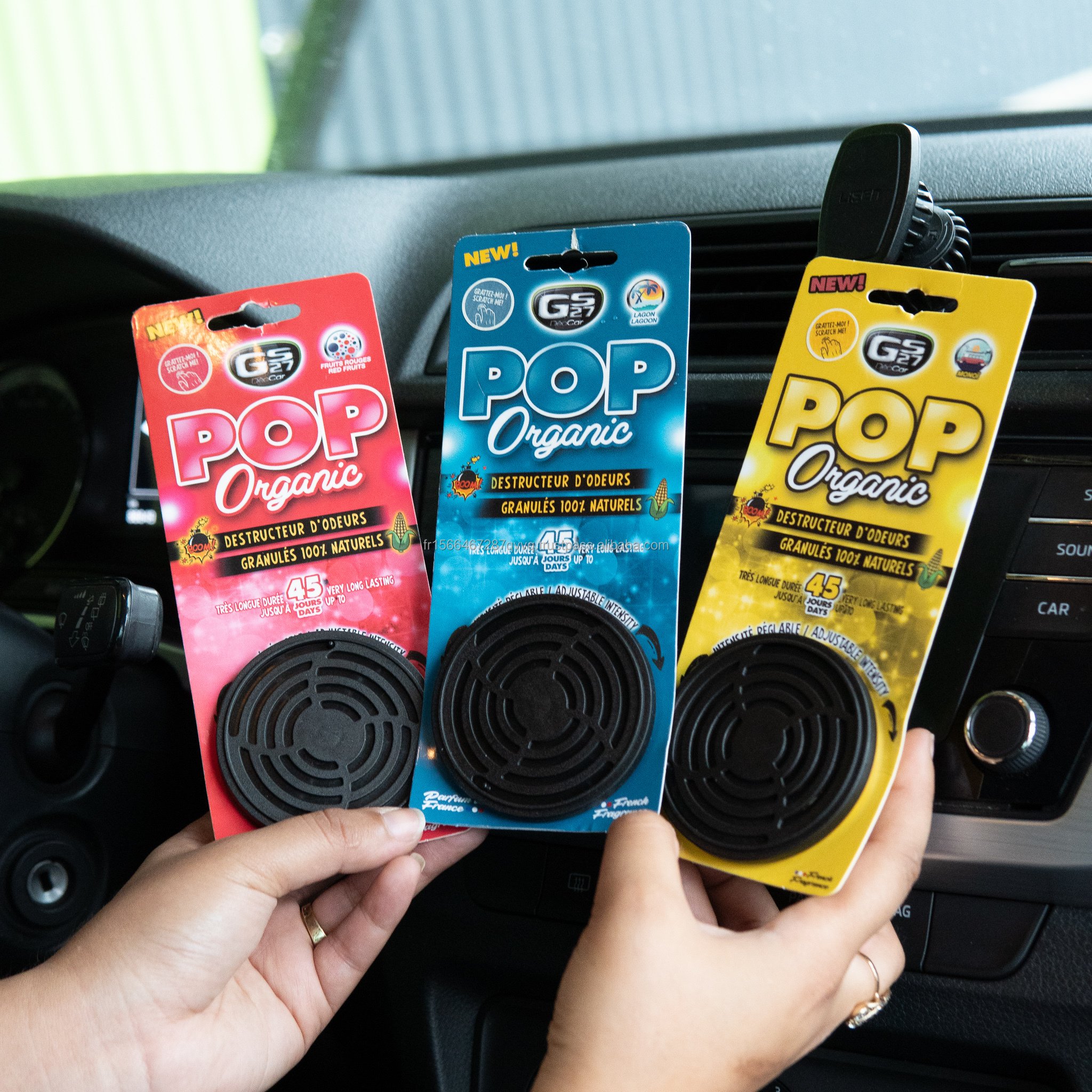 GS27 Premium Solid Perfume Type Air Freshener Luxury Car Vent Home Placement with POP ORGANIC Red Fruits French Fragrance DEOCAR