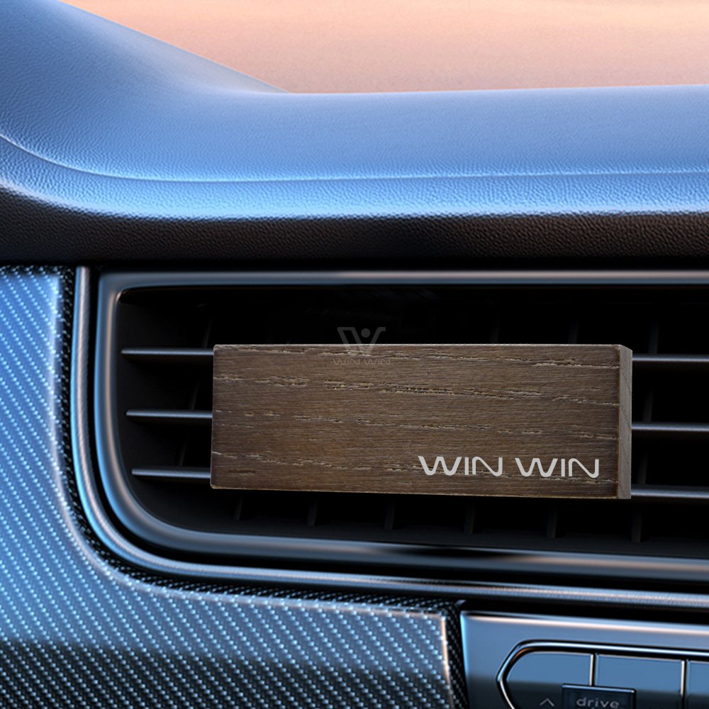 Luxury Walnut Car Perfume Fragrance Liquid Membrane Diffuser Scented Wooden Car Air Vent Freshener With Clip
