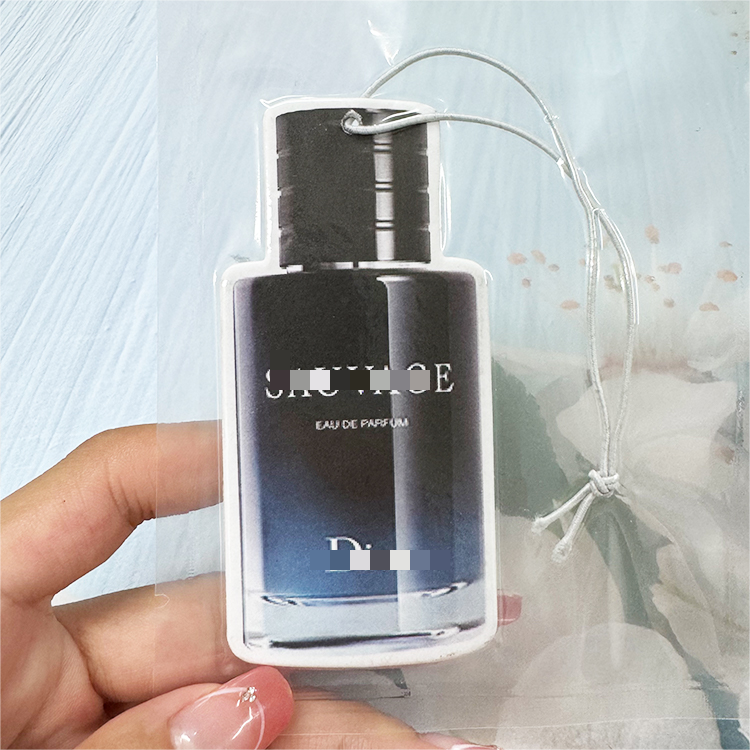 Hot sale perfume bottle design strong scent custom any designs car hanging paper custom car air freshener