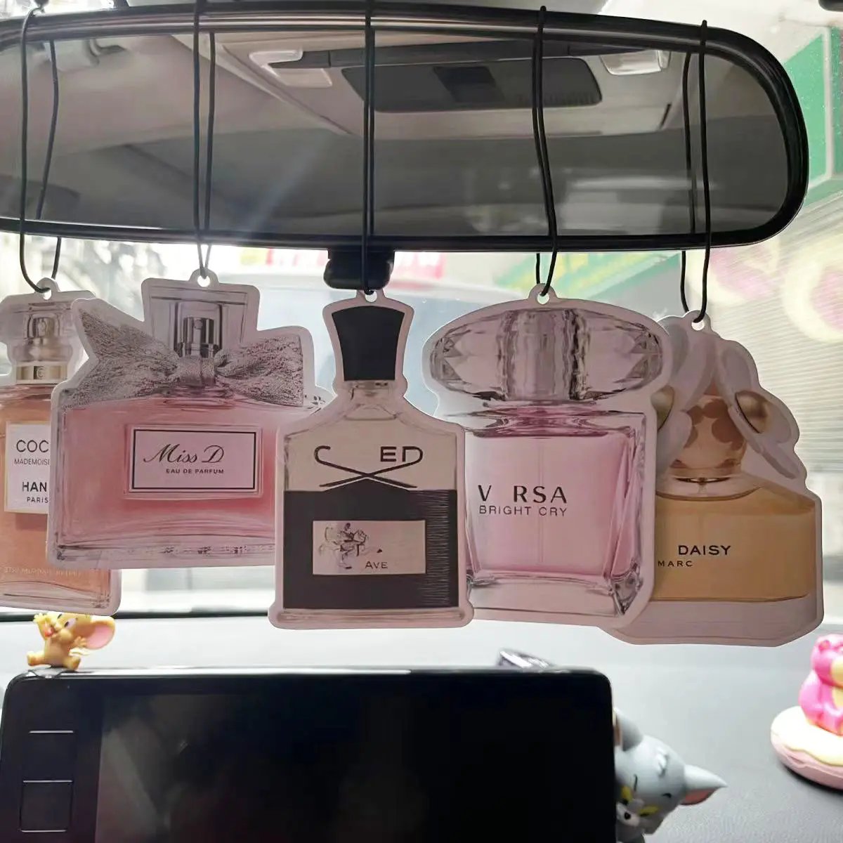 Wholesale custom low price luxury perfume bottle scent hanging paper car air freshener