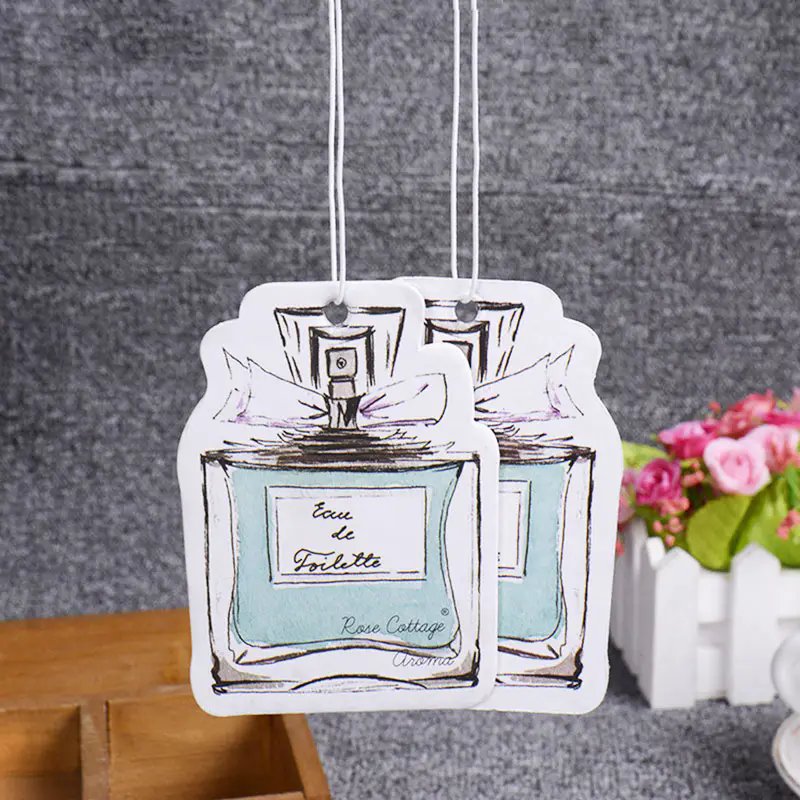 Wholesale custom low price luxury perfume bottle scent hanging paper car air freshener