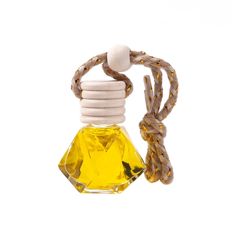 Luxury Personalised 6ml Rhombus Shape Glass Bottle Hanging Car Decoration Scent Car Smell Air Freshener for Auto