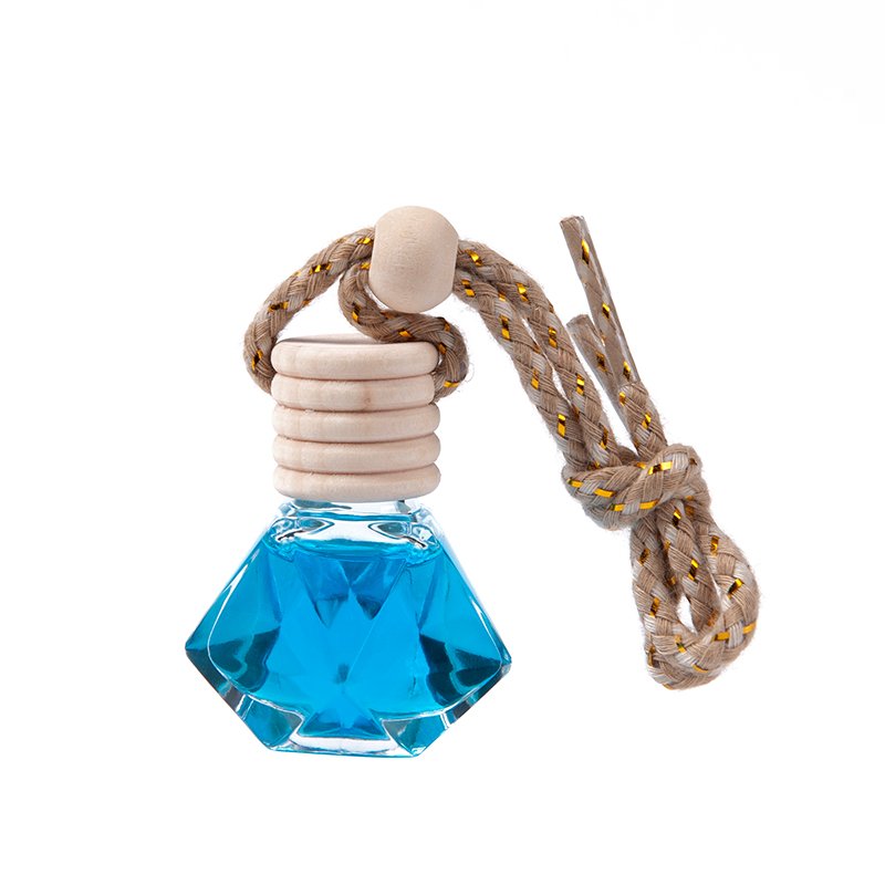 Luxury Personalised 6ml Rhombus Shape Glass Bottle Hanging Car Decoration Scent Car Smell Air Freshener for Auto