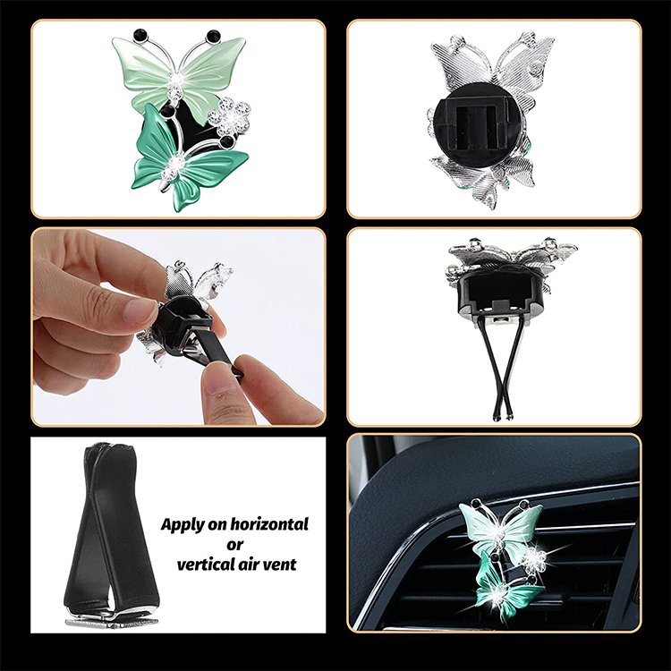 Crystal Girls Shiny Butterfly Lady Car Freshener Ornaments Air Conditioning Outlet Fragrance Interior Accessories